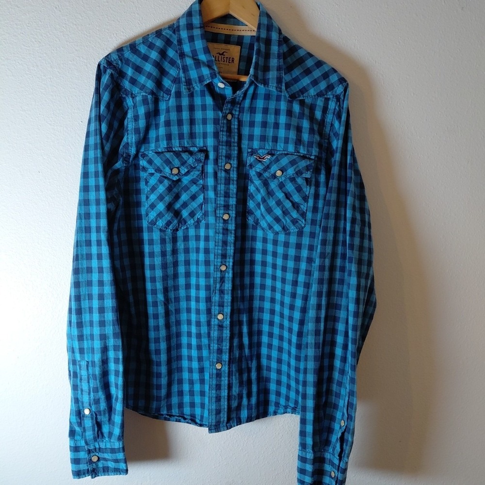 Vintage Hollister Gingham Plaid Pearl Snap Western Shirt Mens XL Extra Large